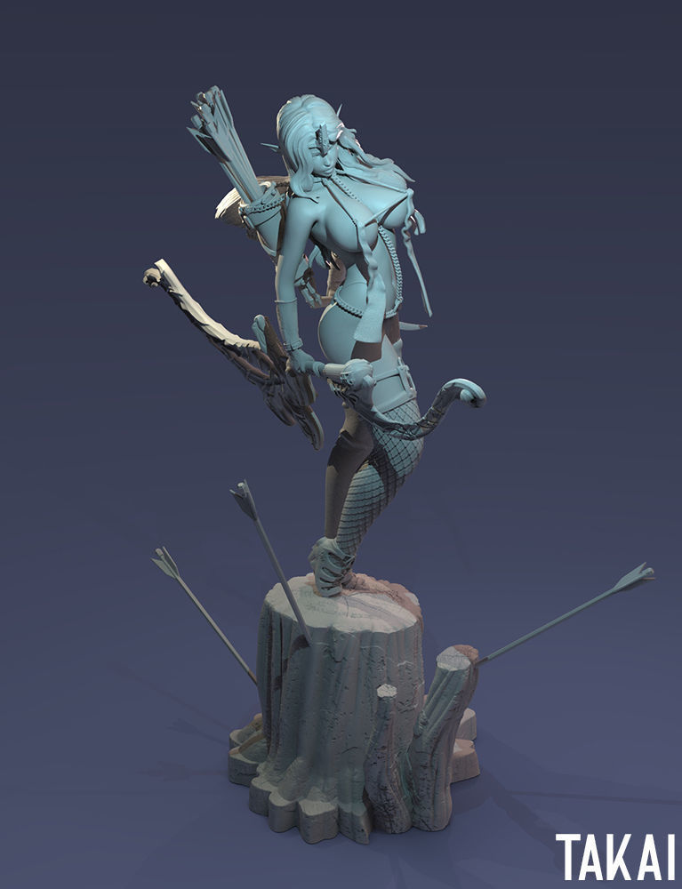 Fantasy 3D Print Pin Up Figurines - Elvin Mistress Army 3D Model Collection_26