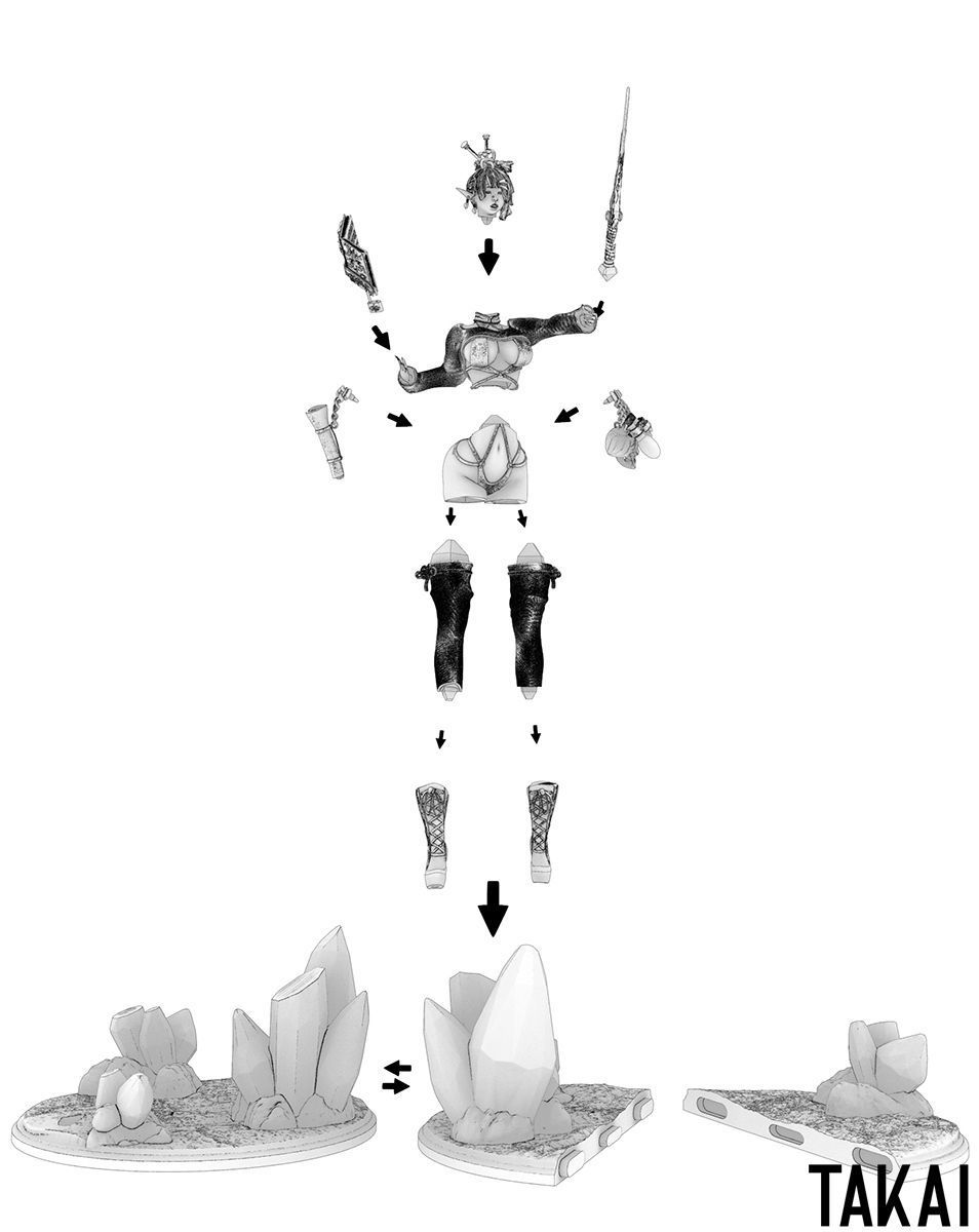 Fantasy 3D Print Pin Up Figurines - Elvin Mistress Army 3D Model Collection_9