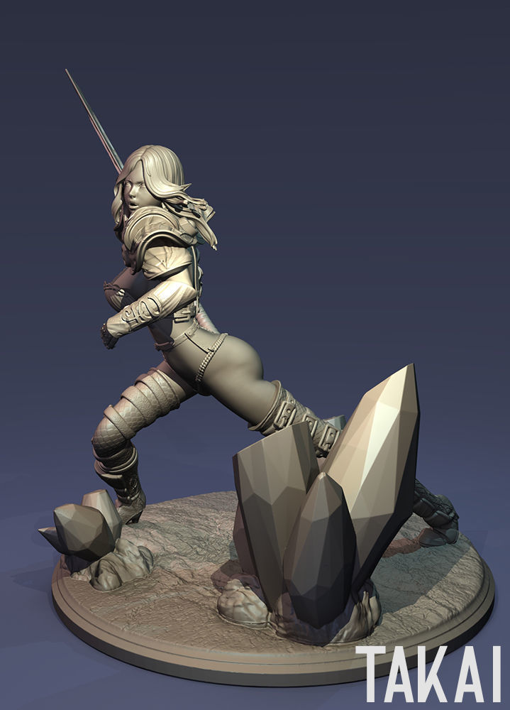 Fantasy 3D Print Pin Up Figurines - Elvin Mistress Army 3D Model Collection_17