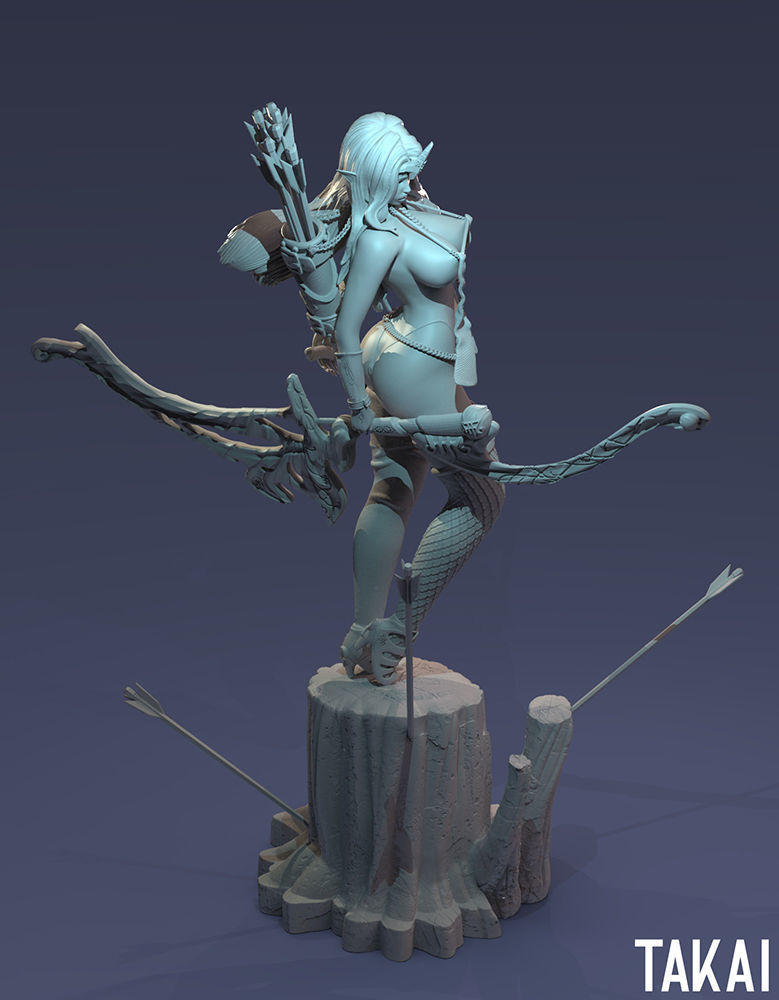 Fantasy 3D Print Pin Up Figurines - Elvin Mistress Army 3D Model Collection_31