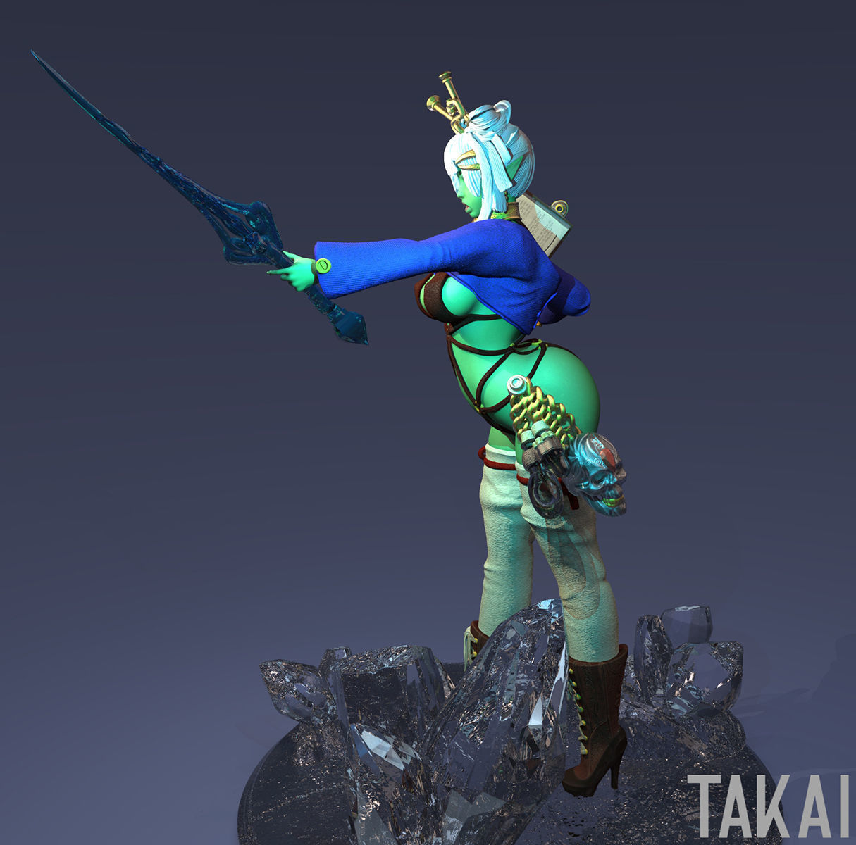 Fantasy 3D Print Pin Up Figurines - Elvin Mistress Army 3D Model Collection_38