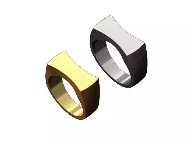 Concave sides rectangular signet ring