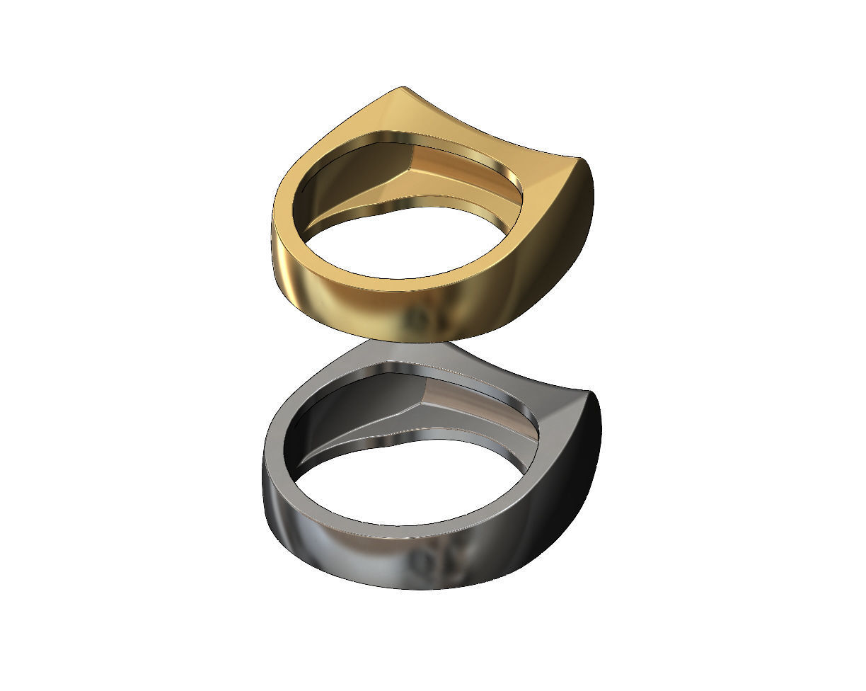 Concave sides rounded top rectangular ring 3D print model_2