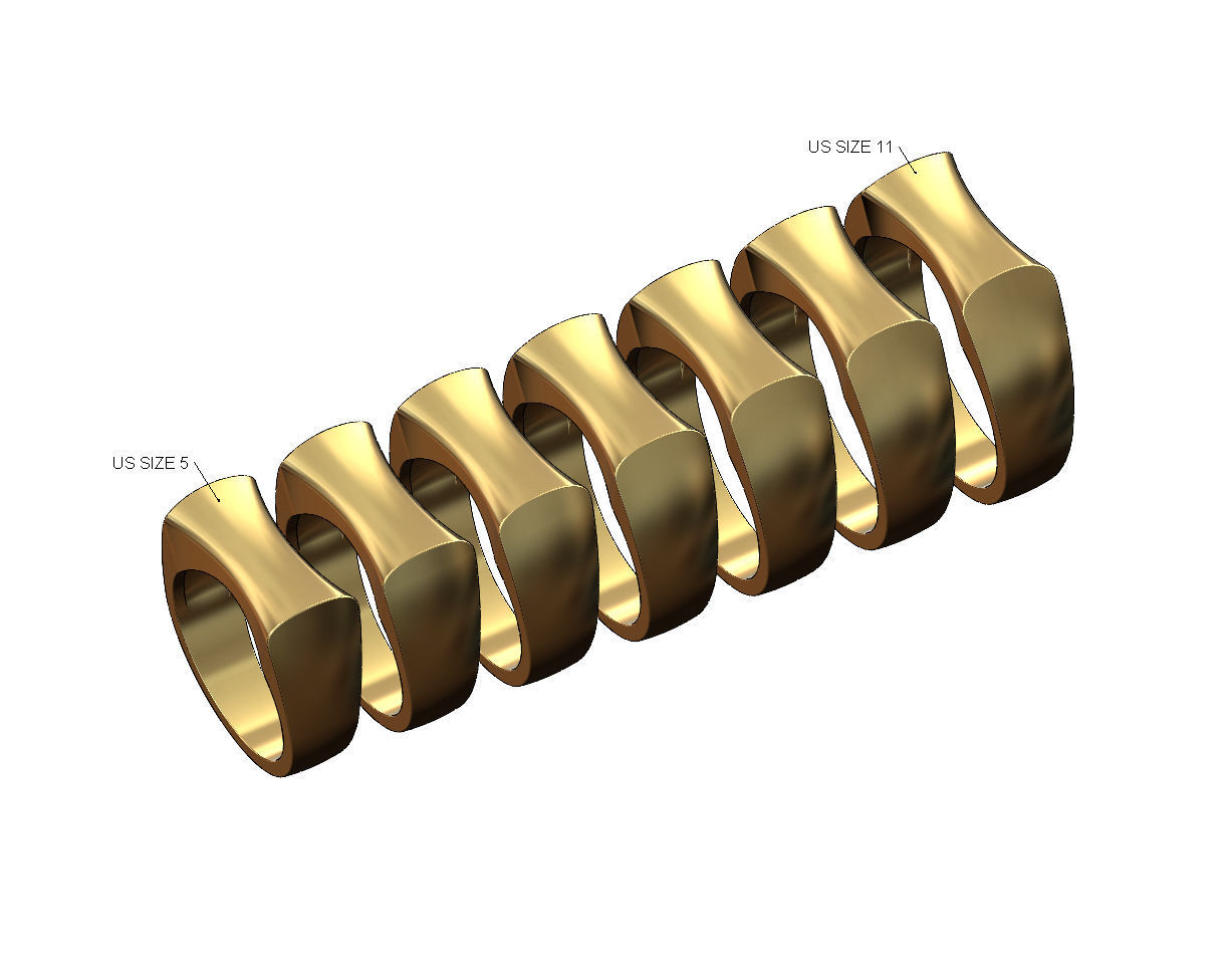 Concave sides rounded top rectangular ring 3D print model_15