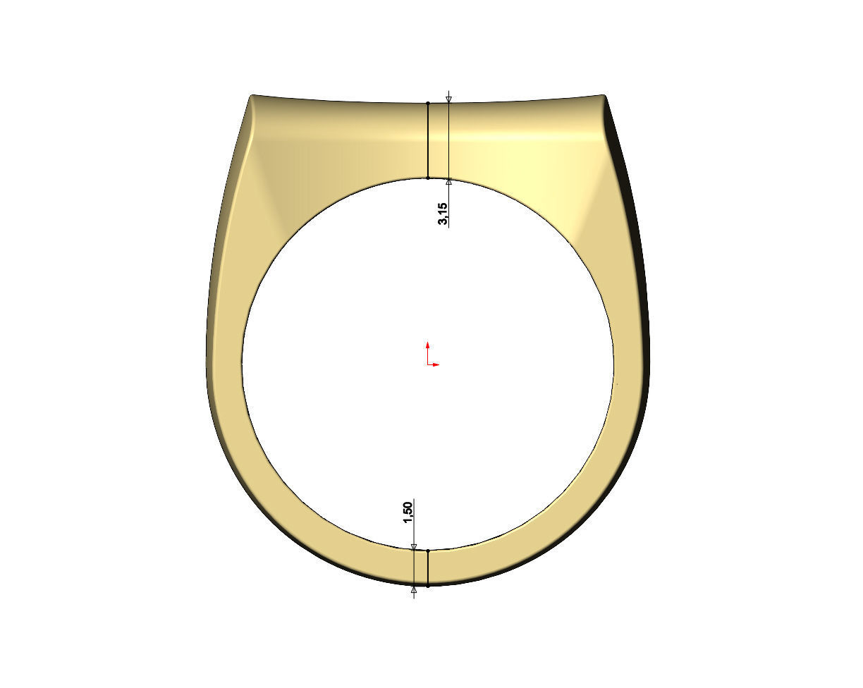 Concave sides rounded top rectangular ring 3D print model_5