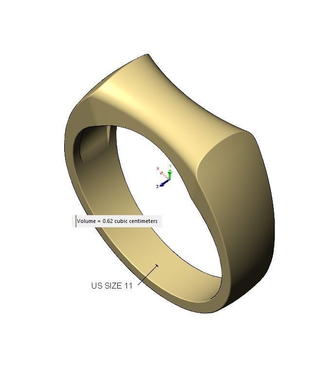 Concave sides rounded top rectangular ring 3D print model_11