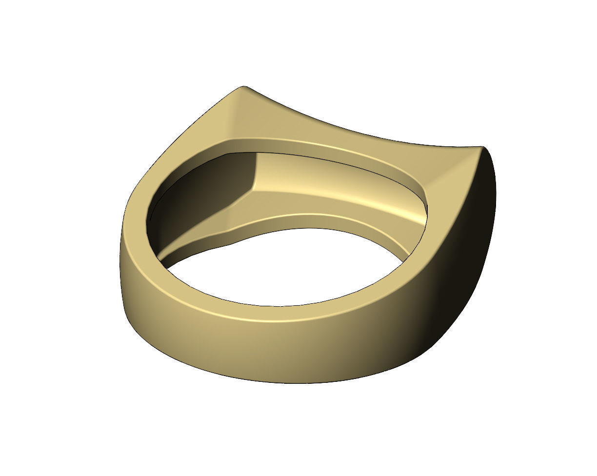 Concave sides rounded top rectangular ring 3D print model_9