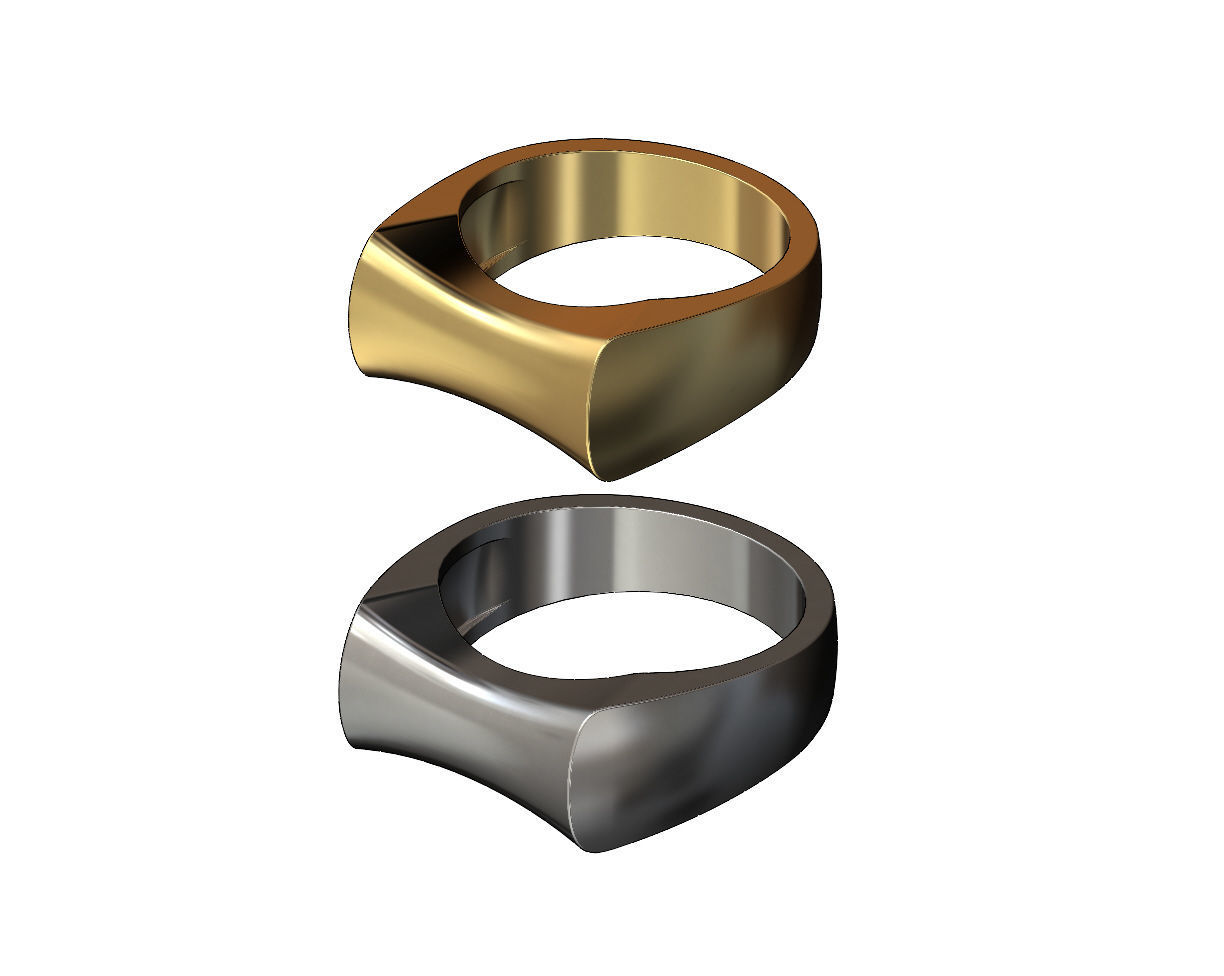 Concave sides rounded top rectangular ring 3D print model_1