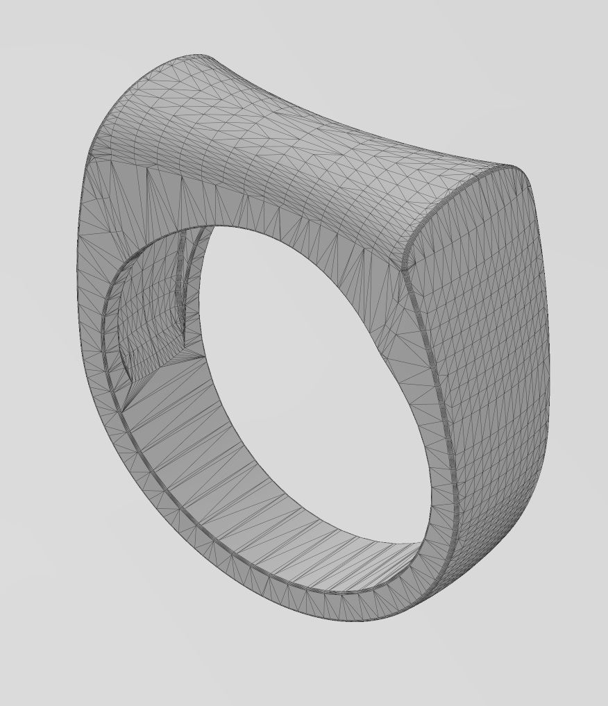 Concave sides rounded top rectangular ring 3D print model_13