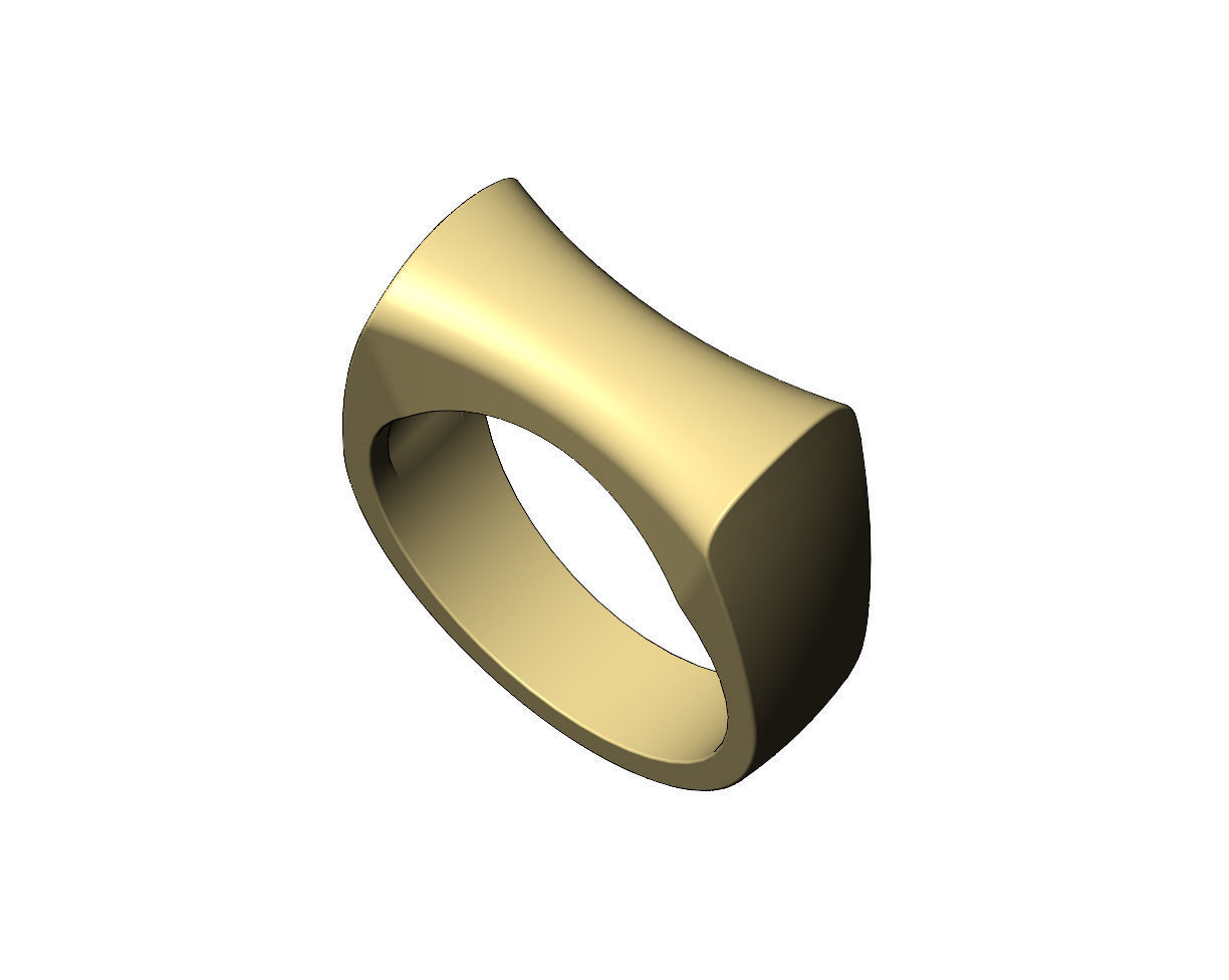 Concave sides rounded top rectangular ring 3D print model_4