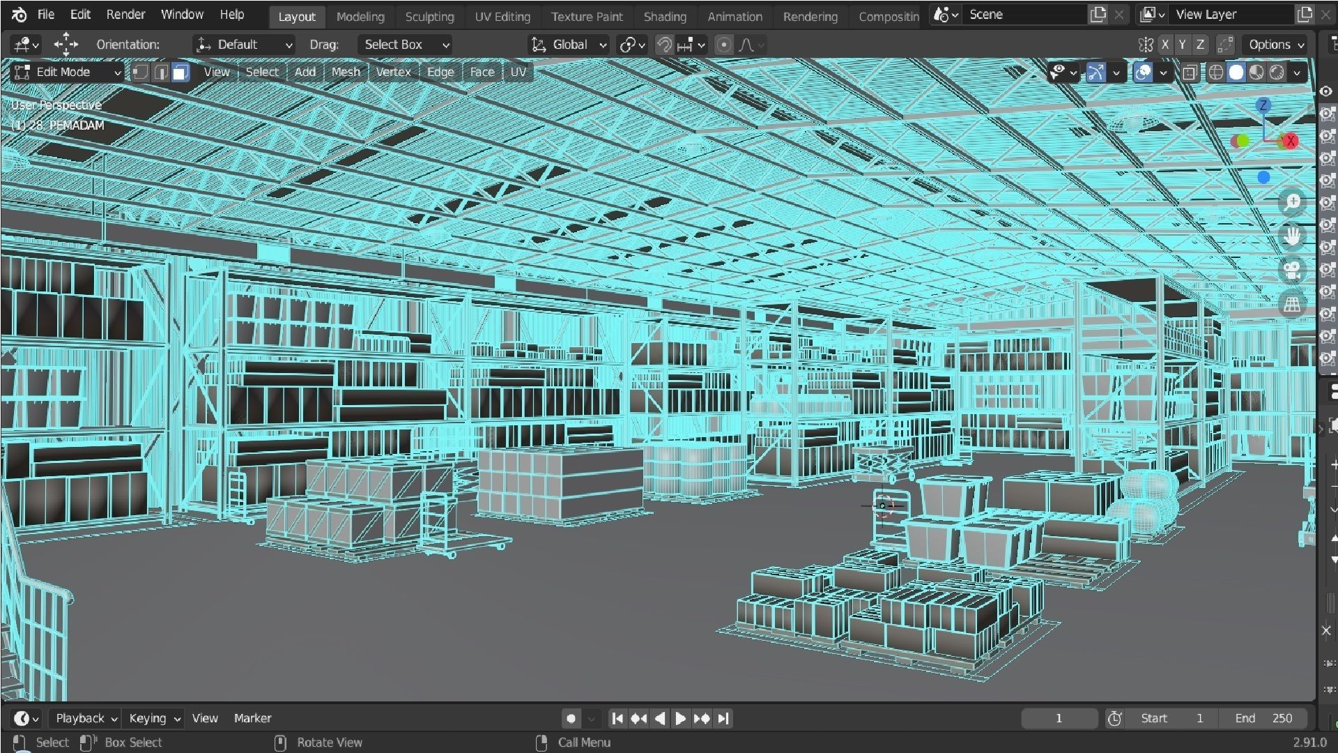 Warehouse filled with boxes and pallets Free 3D model_13