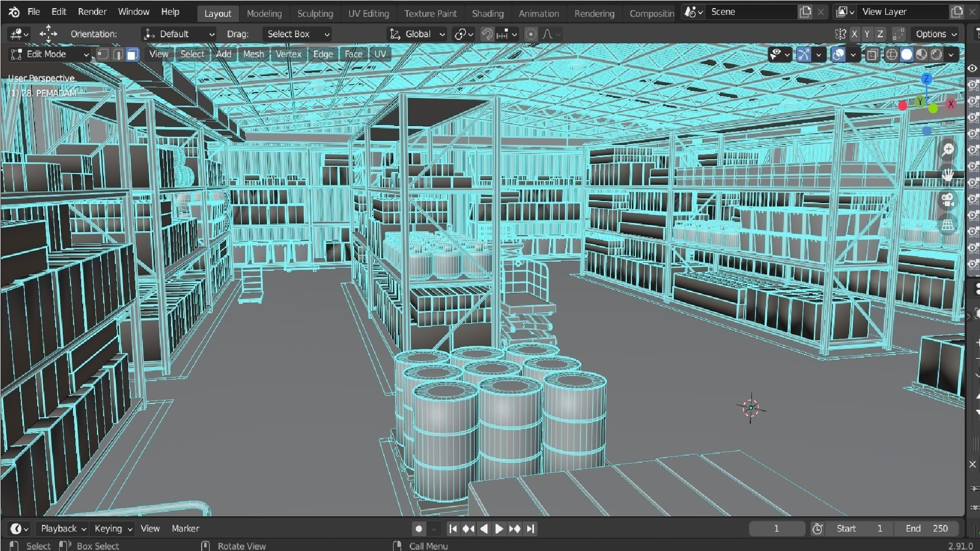 Warehouse filled with boxes and pallets Free 3D model_12