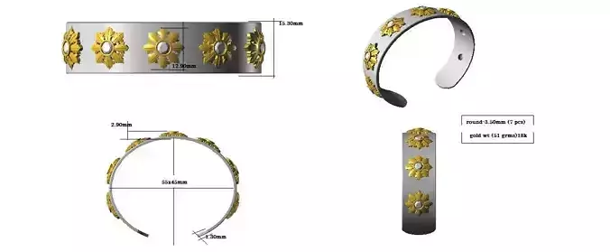 FLOWER BANGLE AND BRACLET