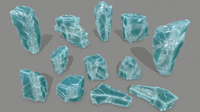 ice set piece of aquamarine Low-poly 3D model