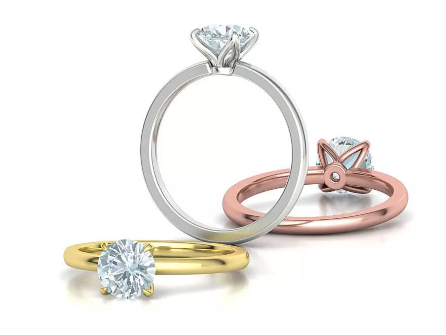 Elegant Solitaire Ring 1ct  Round Stone Claw Setting  3D print model_0
