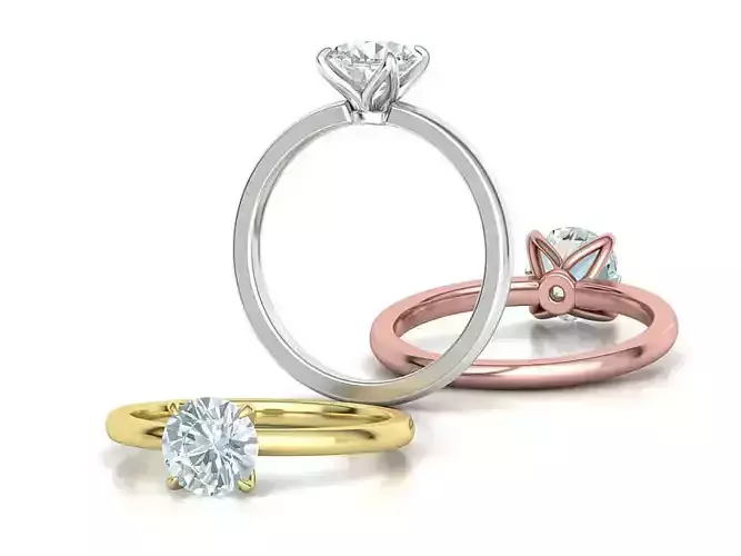 Elegant Solitaire Ring 1ct  Round Stone Claw Setting  3D print model