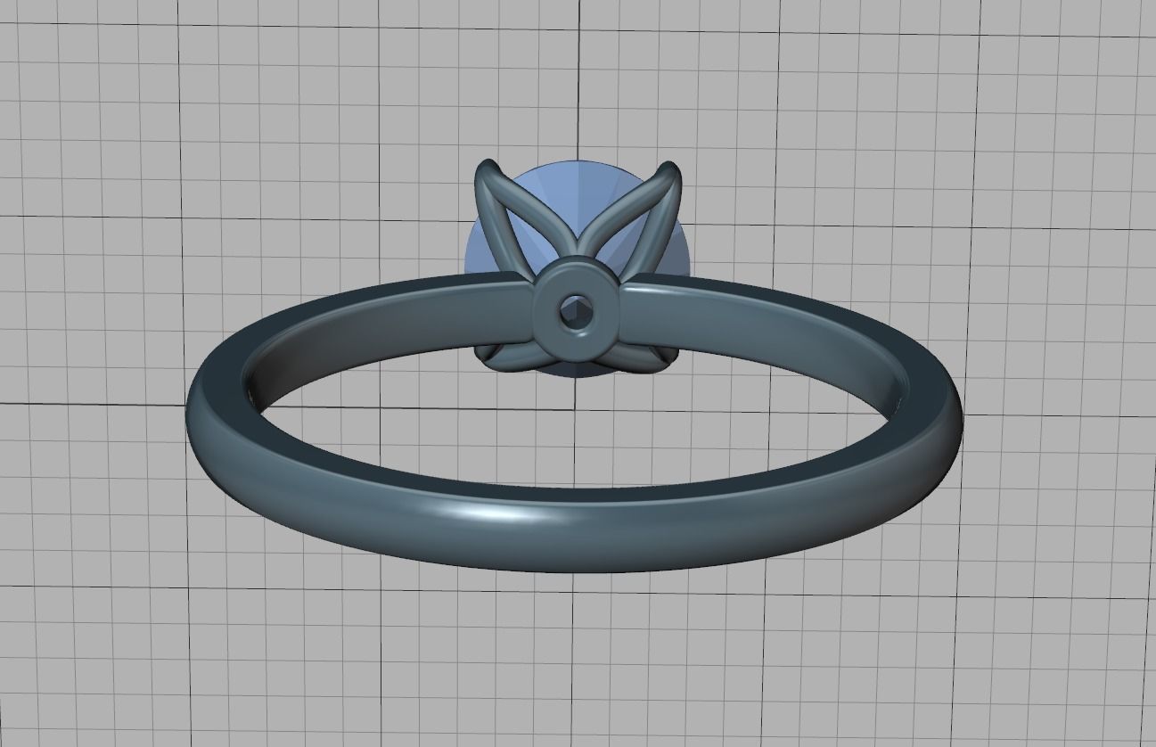 Elegant Solitaire Ring 1ct  Round Stone Claw Setting  3D print model_14