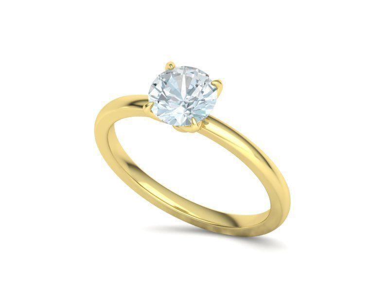 Elegant Solitaire Ring 1ct  Round Stone Claw Setting  3D print model_21
