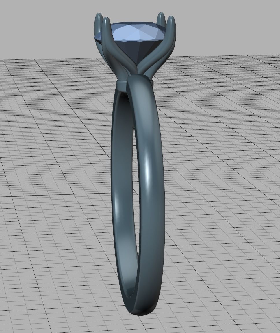 Elegant Solitaire Ring 1ct  Round Stone Claw Setting  3D print model_12