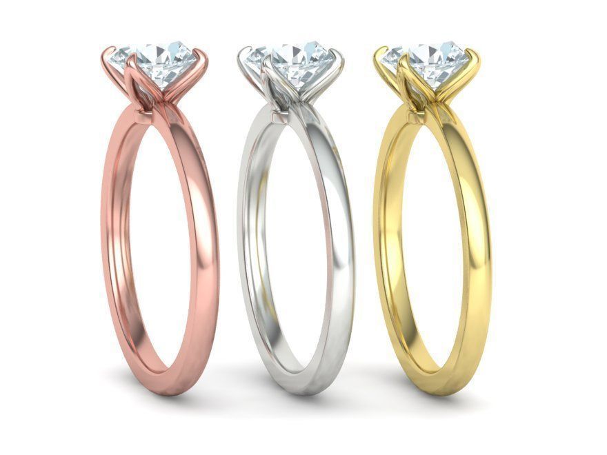 Elegant Solitaire Ring 1ct  Round Stone Claw Setting  3D print model_25