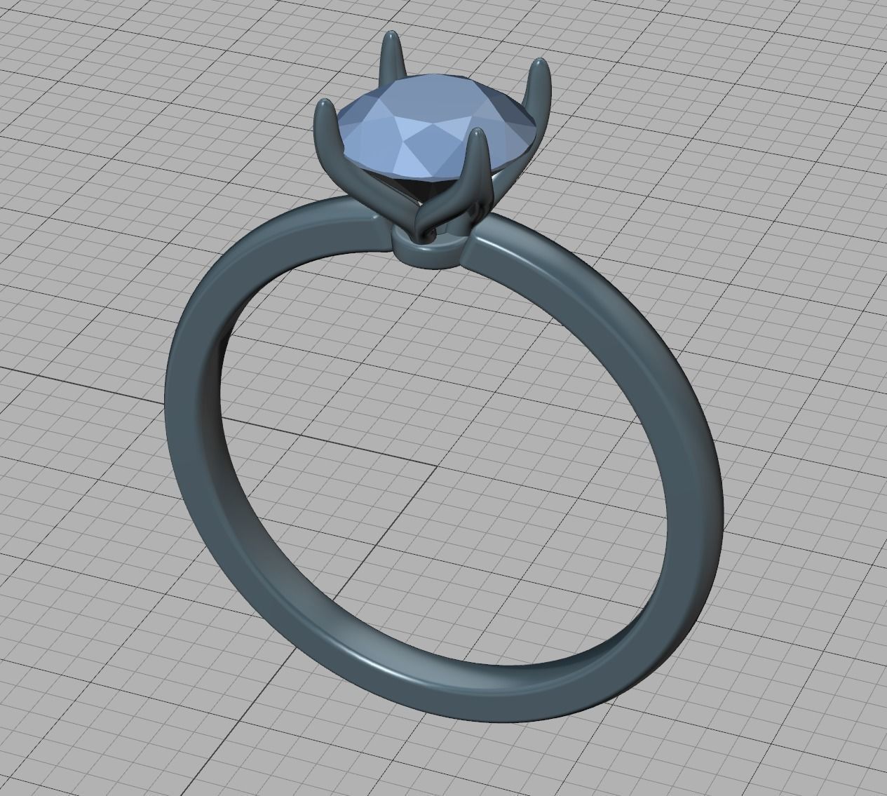 Elegant Solitaire Ring 1ct  Round Stone Claw Setting  3D print model_10