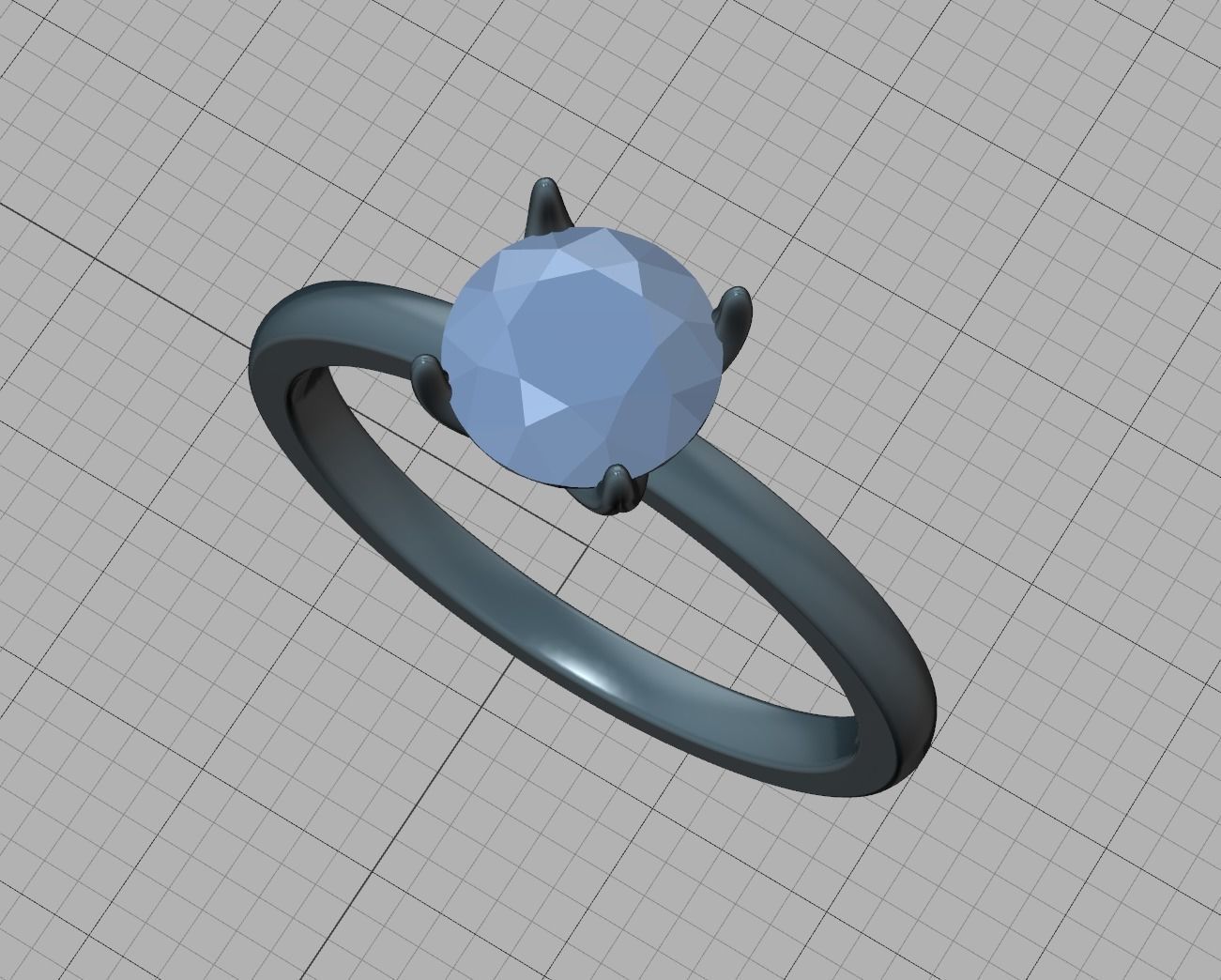 Elegant Solitaire Ring 1ct  Round Stone Claw Setting  3D print model_13