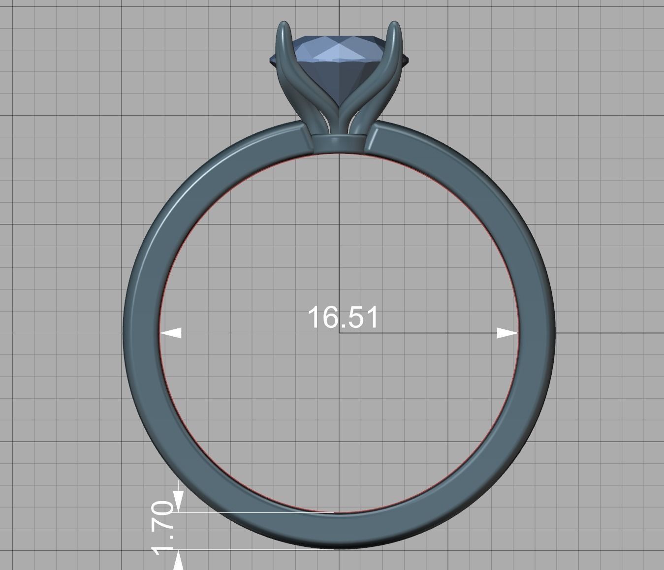 Elegant Solitaire Ring 1ct  Round Stone Claw Setting  3D print model_9