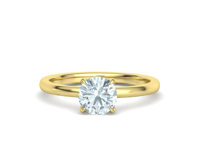 Elegant Solitaire Ring 1ct  Round Stone Claw Setting  3D print model_6