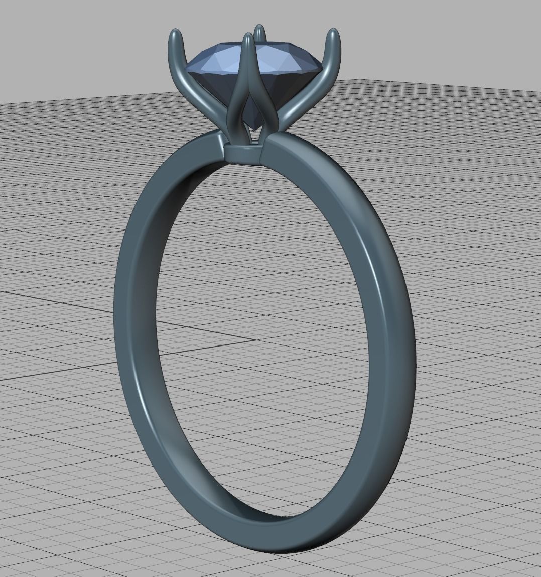 Elegant Solitaire Ring 1ct  Round Stone Claw Setting  3D print model_11