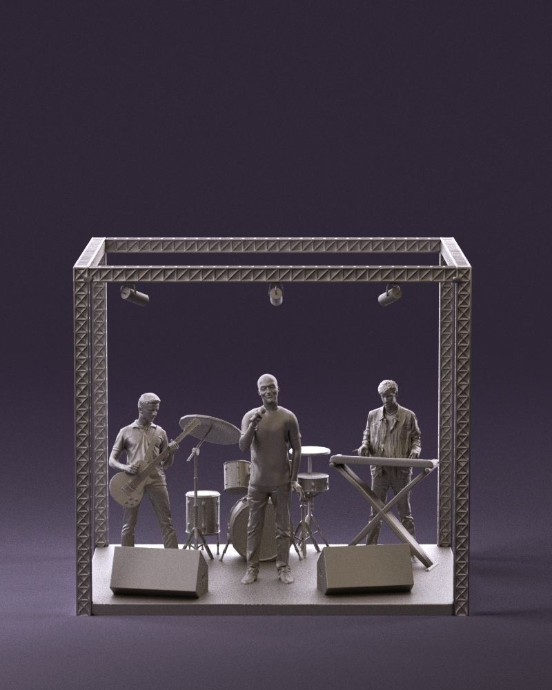 000966 Rock band on the stage 3D Print Ready CGTrader