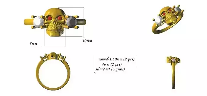 skull ring with stones