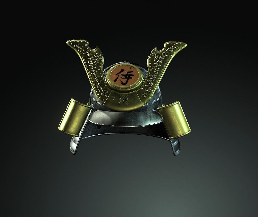 Japan Samurai Helmet  Low-poly 3D model_2