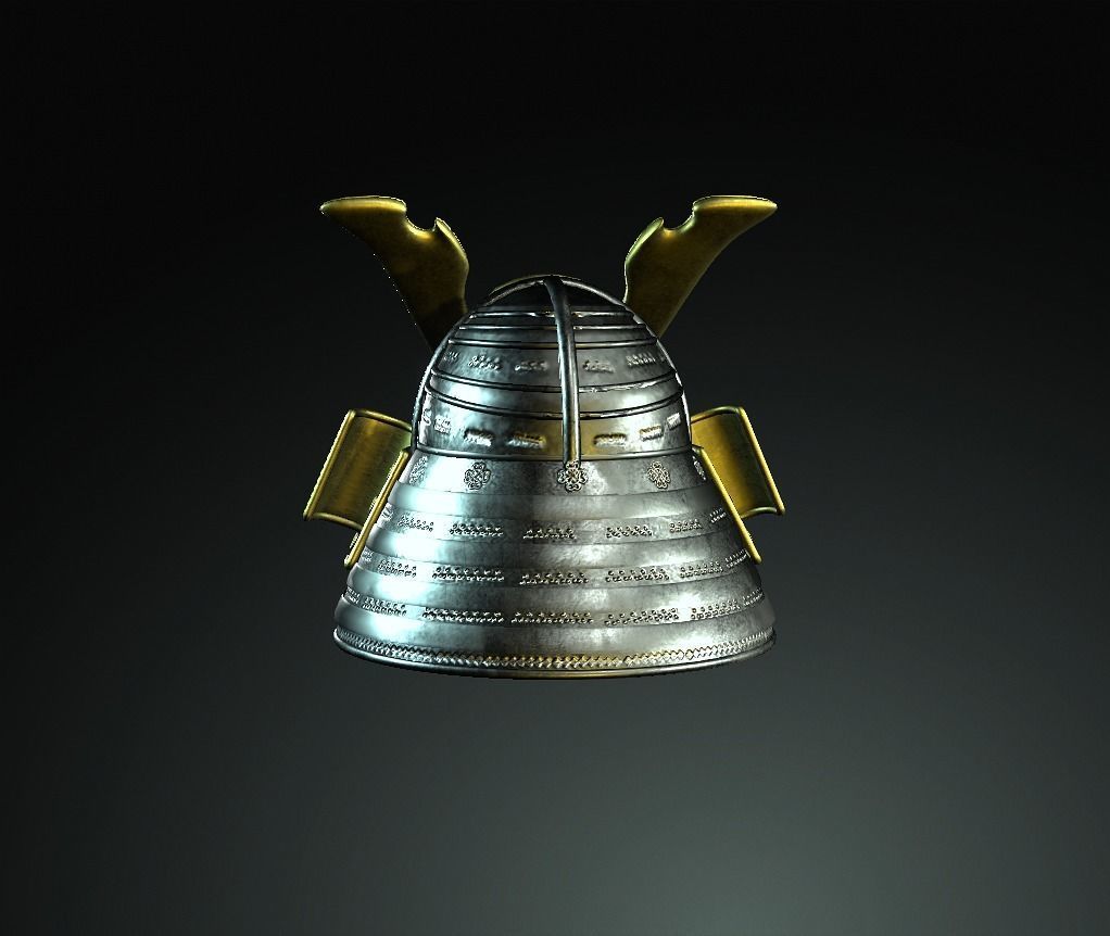 Japan Samurai Helmet  Low-poly 3D model_3