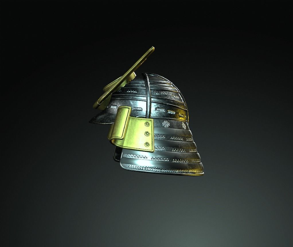Japan Samurai Helmet  Low-poly 3D model_5