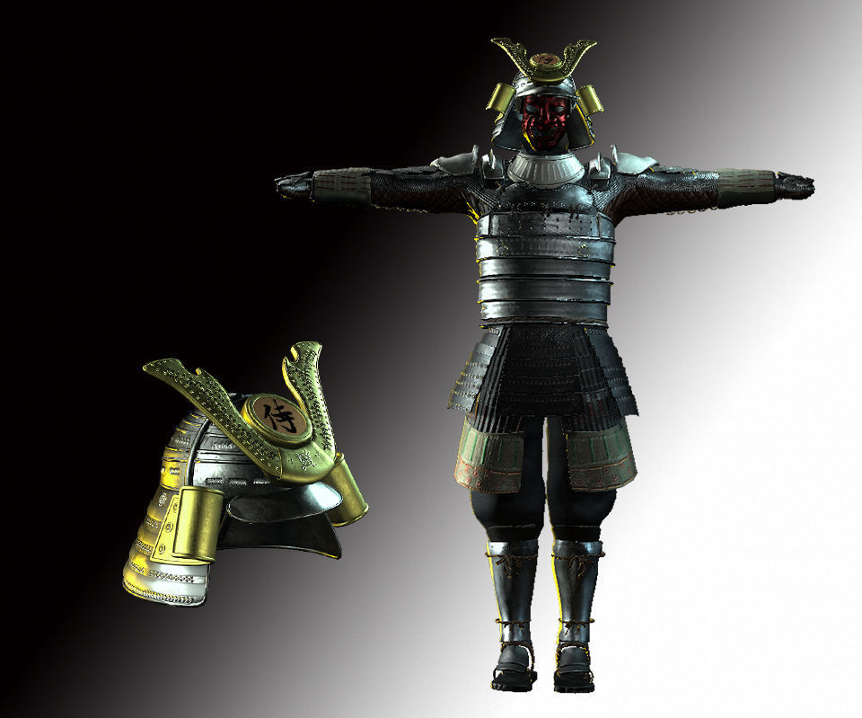 Japan Samurai Helmet  Low-poly 3D model_7