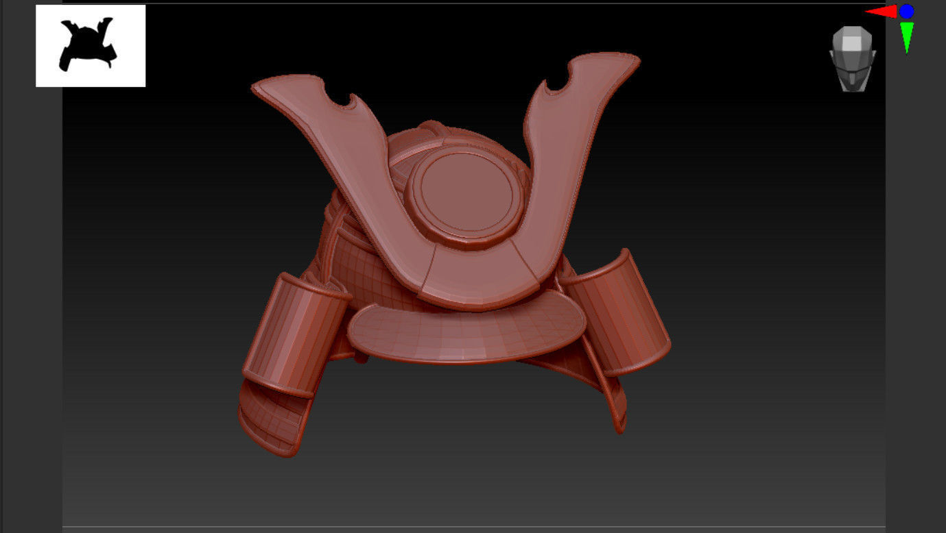 Japan Samurai Helmet  Low-poly 3D model_1