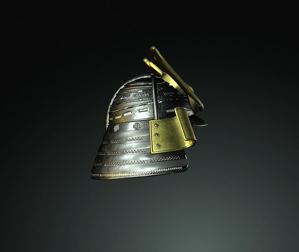 Japan Samurai Helmet  Low-poly 3D model_4