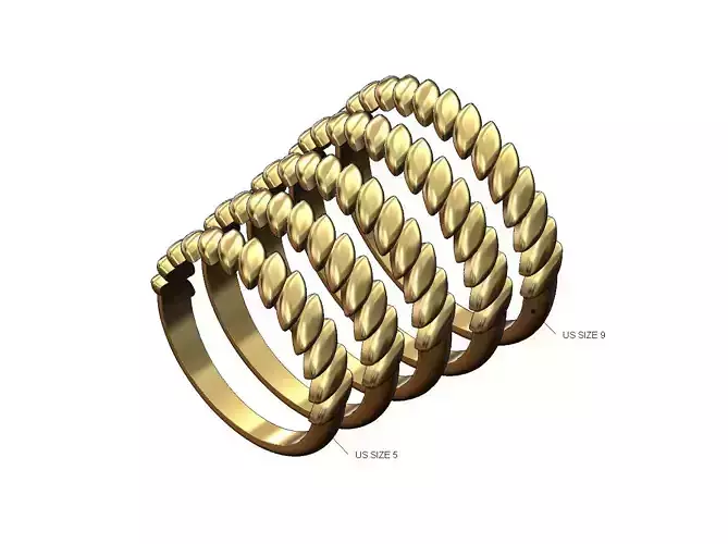 Rounded tilted leaf band size 5 to 9 3D print model