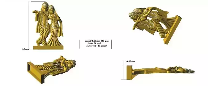 Radha  Krishna pendant with stones 