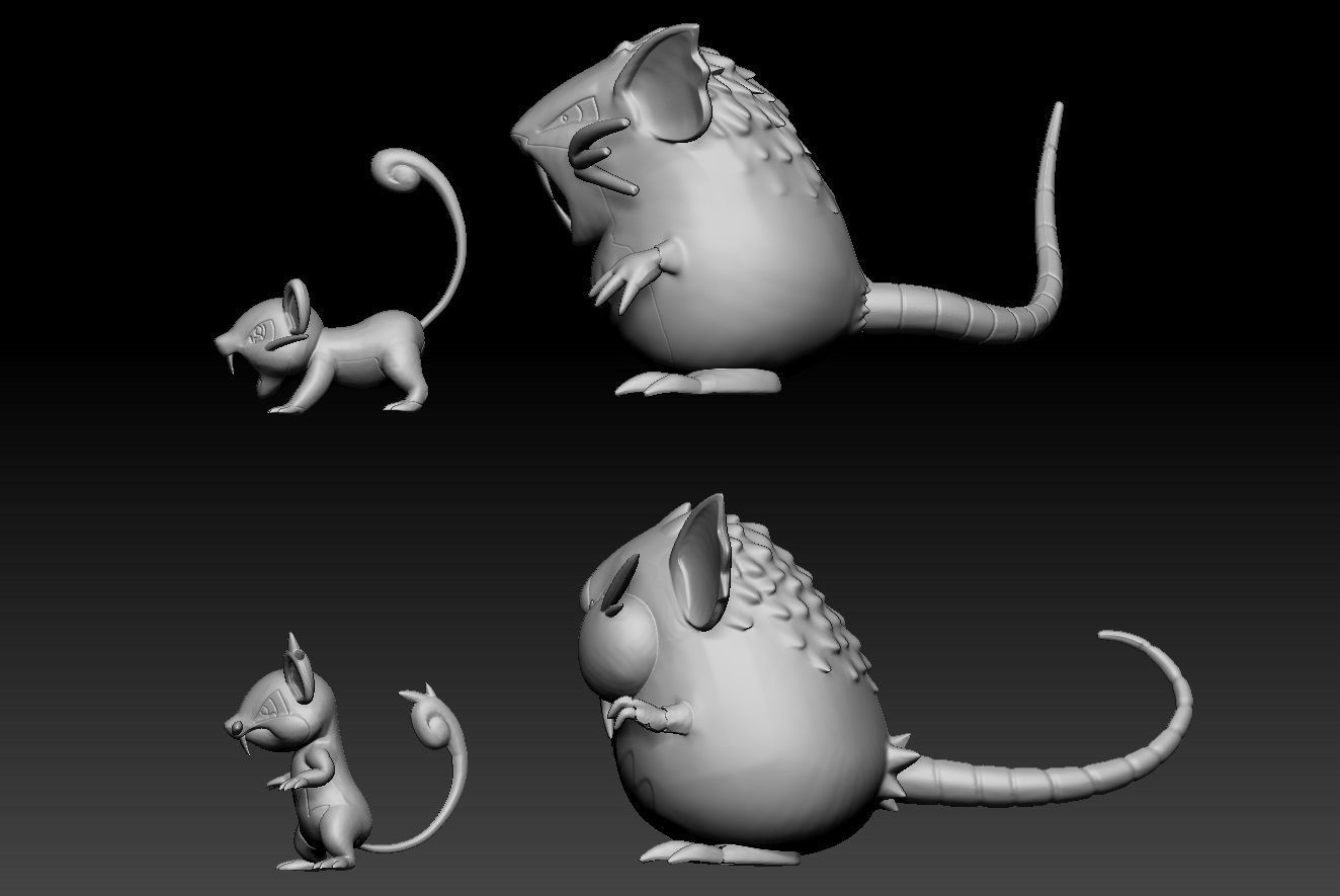 Pokemon Rattata and Raticate - Alolan form included 3D print model_1