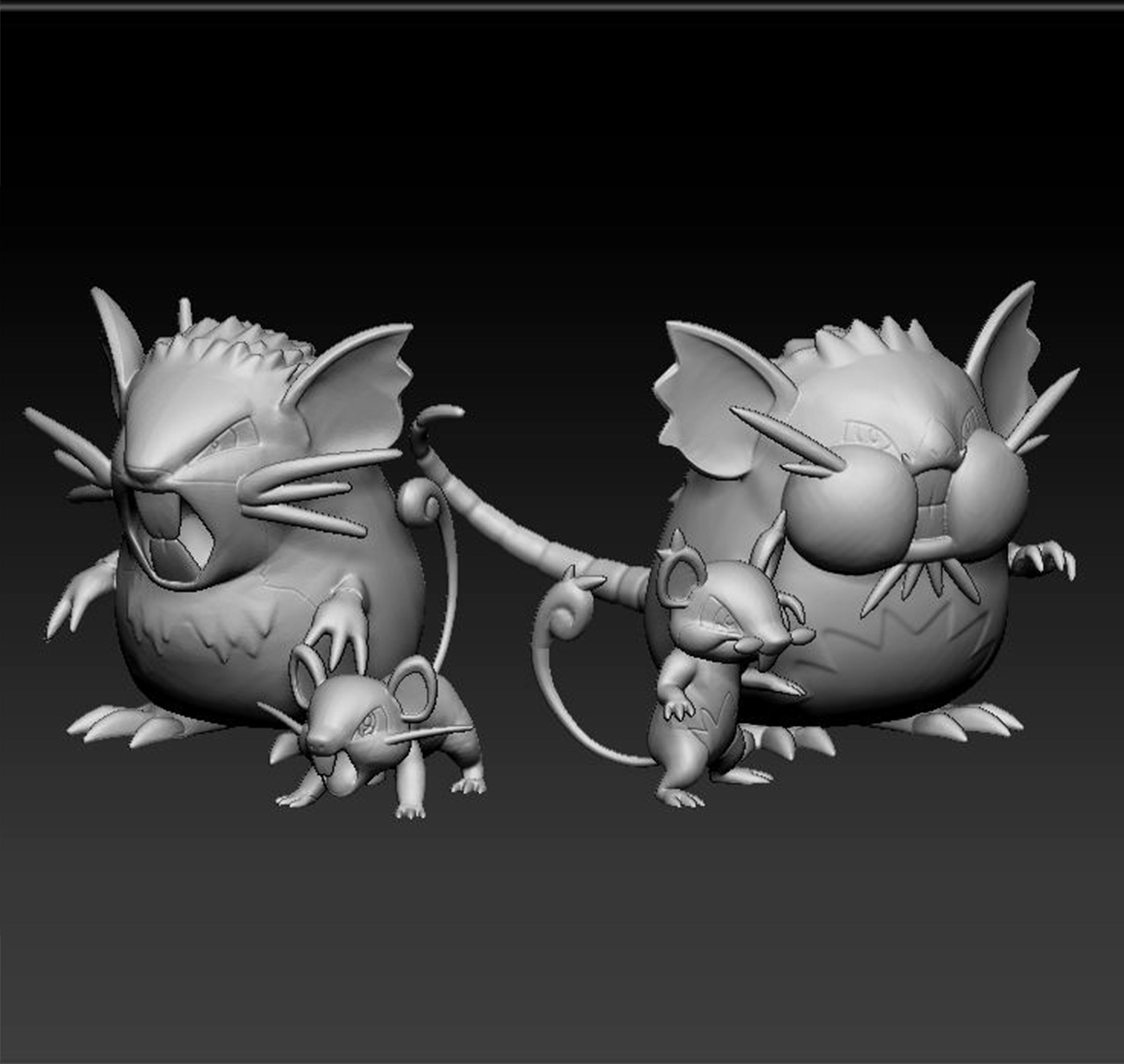 Pokemon Rattata and Raticate - Alolan form included 3D print model_2
