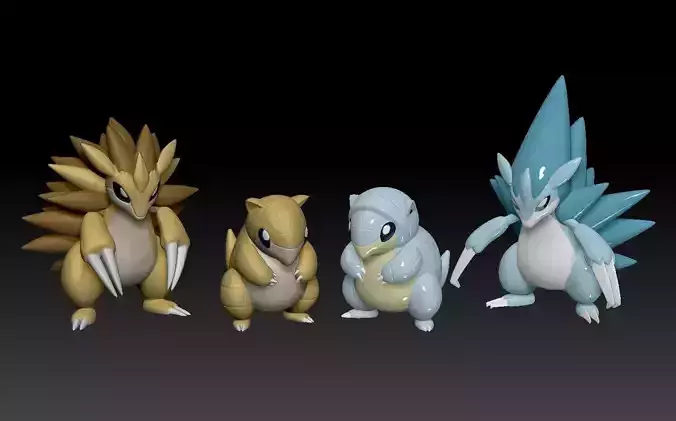 Pokemon Sandshrew and Sandslash - Alolan form included