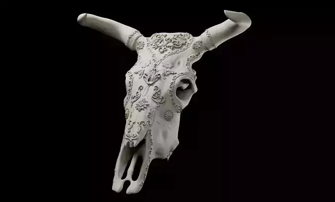 Bull skull decorated intended for 3D printing 3D print model