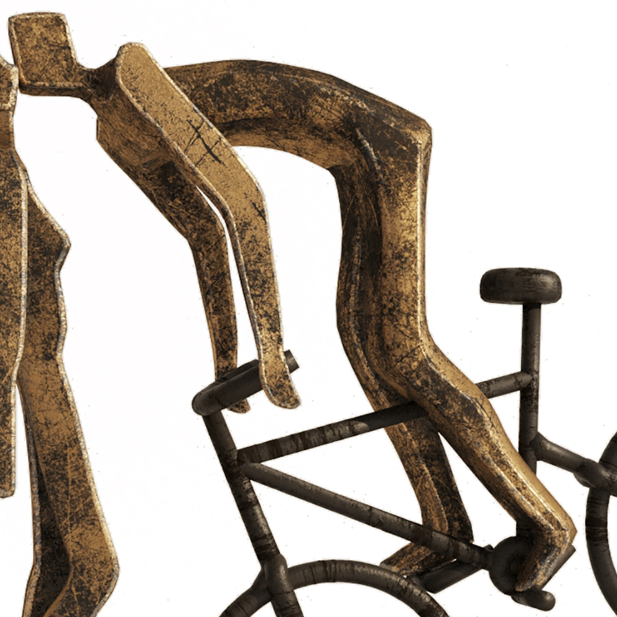 dance-kissing-couple bronze sculpture of man and woman on bic... Low-poly 3D model_2