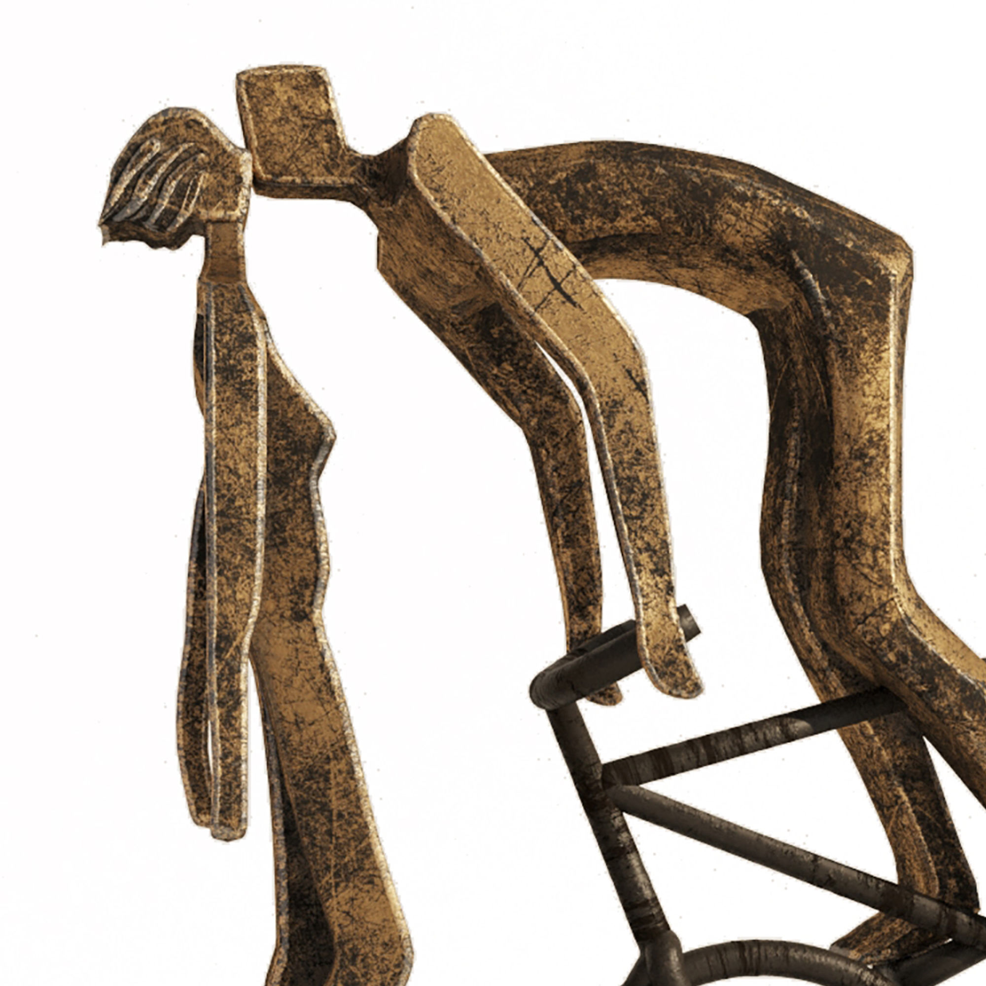 dance-kissing-couple bronze sculpture of man and woman on bic... Low-poly 3D model_5