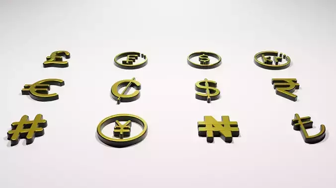 Gold and Black 3D Currency Model Pack