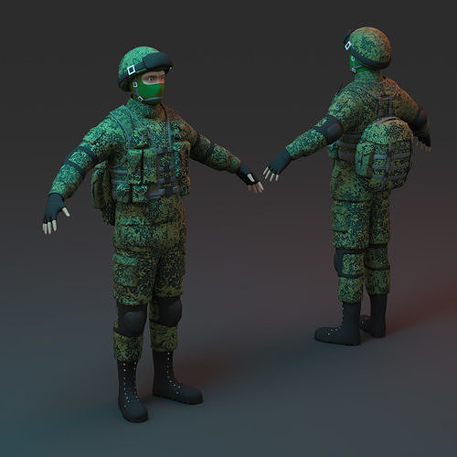 Russian Soldier Low-poly 3D model