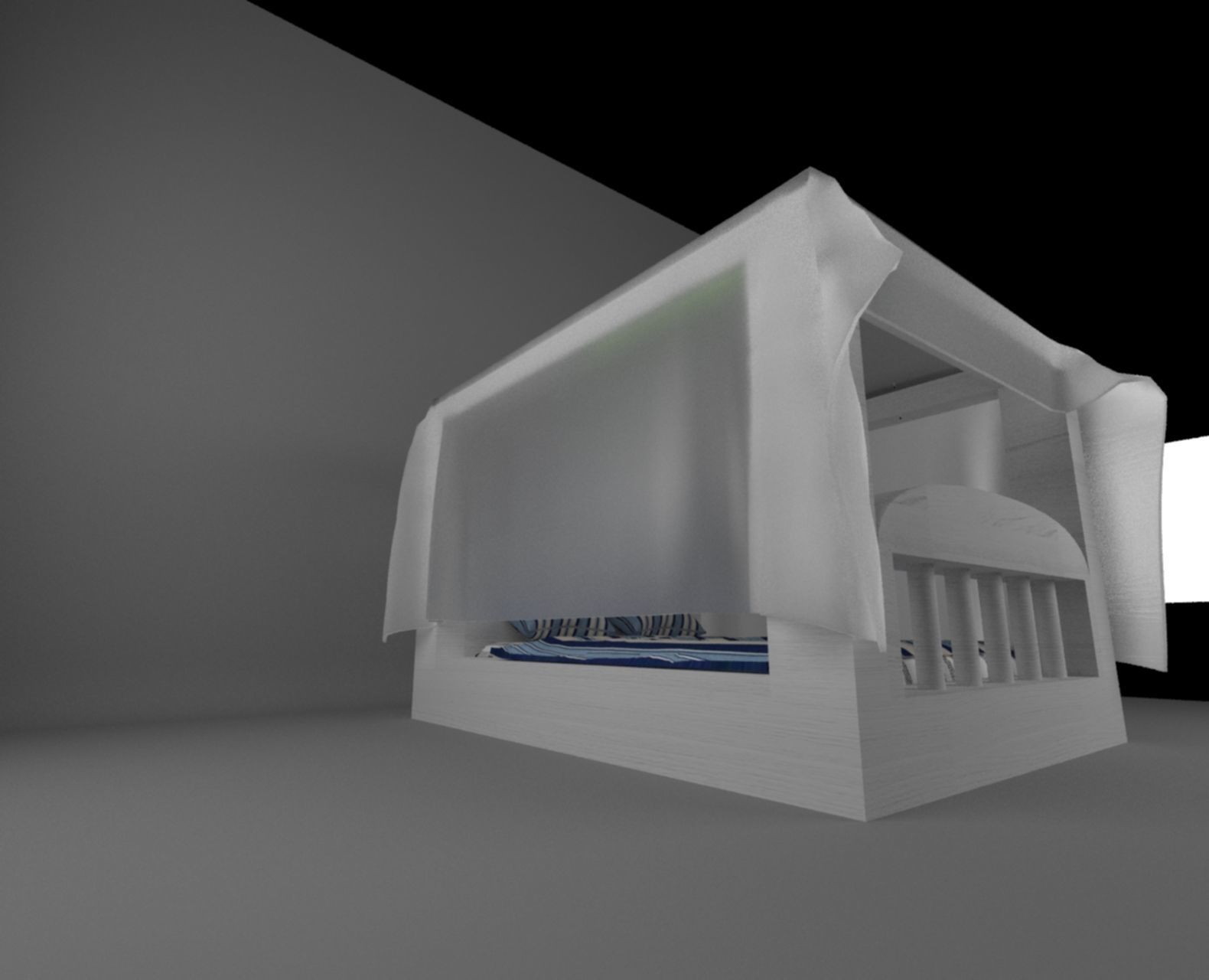 Cinderella Bed with string light Free low-poly 3D model_2