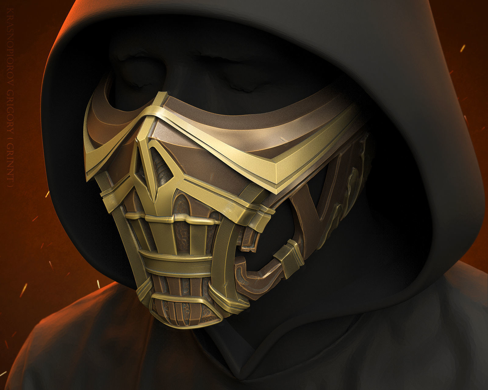 Scorpion mask for face from Mortal Kombat 2021 3D print model 3D print model_1