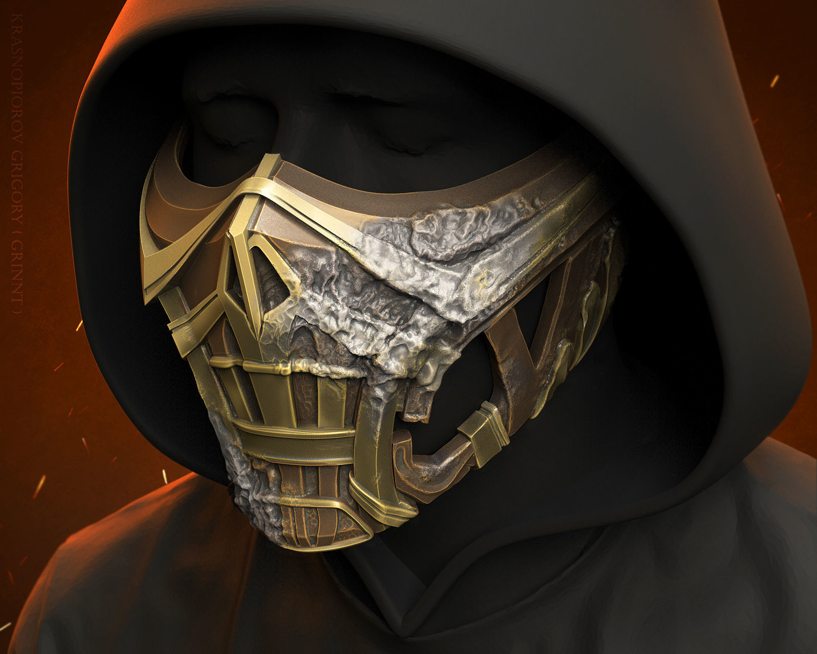 Scorpion mask for face from Mortal Kombat 2021 3D print model 3D print model_2